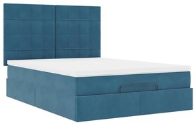 Estrutura cama otomana colchões 140x190 cm veludo azul escuro