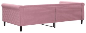 Sofá-cama 100x200 cm veludo rosa