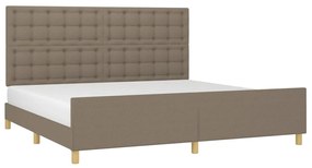 Estrutura cama cabeceira 200x200 cm tecido castanho-acinzentado