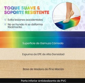 Barra de equilíbrio Ginástica dobrável com base de madeira maciça e superfície antiderrapante de espuma portátil com alça para crianças e adolescentes