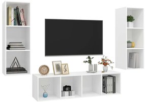 3 pcs conjunto de móveis de TV contraplacado branco