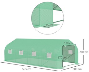 Outsunny Estufa Tipo Túnel de Jardim 600x300x200cm para Cultivo de Pla