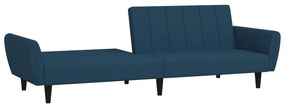 Sofá-cama de 2 lugares veludo azul