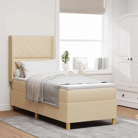 Cama Box Spring com Colchão Creme 80x200 cm Tecido