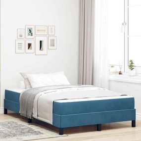 vidaXL Cama Box com colchão Azul Escuro 120 x 190 cm tecido
