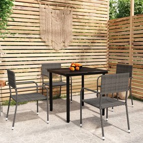 vidaXL 5 pcs conjunto de jantar para jardim cinzento