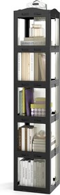 Estante com base giratória giratória 360° com 5 níveis 36,5 x 36 x 174 cm em Plástico dobrável com prateleiras Preta