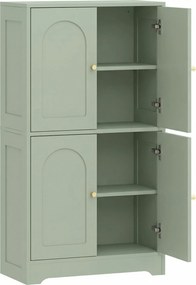 HOMCOM Buffet de cozinha, móvel de arrumação com 4 portas curvas e 2 prateleiras ajustáveis, 60 x 30 x 110 cm, verde | Aosom Portugal