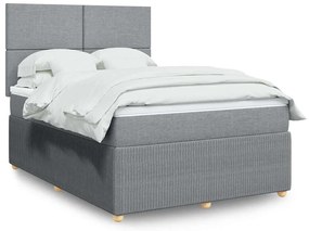 vidaXL Cama com molas/colchão 160x200 cm tecido cinzento-claro