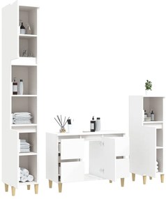 3 pcs conjunto móveis casa de banho derivados de madeira branco
