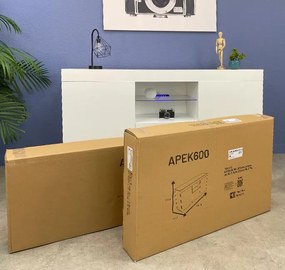 Aparador LUND com Luz LED - 150x83x40 cm - Branco e Carvalho Mate - De