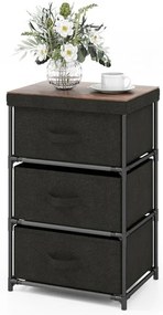 Cômoda de tecido de 3 níveis com 3 gavetas - preta