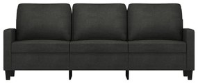 Sofá de 3 lugares tecido 180 cm preto