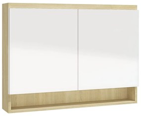 Armário espelhado p/ casa banho 80x15x60 cm MDF branco/carvalho