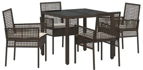 Conjunto de Jantar para Jardim 5 pcs Castanho 90 x 90 x 75 cm