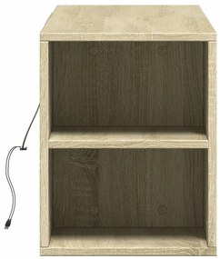 Móvel de parede p/ TV c/luzes LED 135x31x39,5cm carvalho sonoma