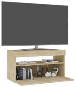 Móvel de TV com luzes LED 75x35x40 cm carvalho sonoma