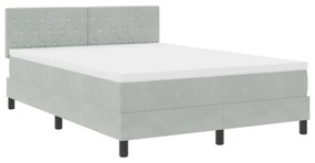 Cama Box Spring com Colchão Cinza Claro 140x200 cm Veludo