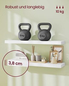 Prateleira de parede, suspensa para molduras 20 x 80 x 3,8 cm, branca