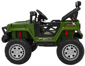 Jipe elétrico para Crianças 12V 4x4 OFF ROAD Speed Rodas de EVA, Assento de couro Verde