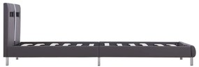 Estrutura de cama c/ LEDs 90x200 cm couro artificial cinzento