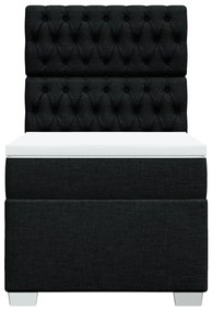 Cama com molas/colchão 90x200 cm tecido preto
