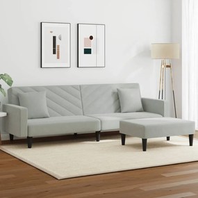 vidaXL 2 pcs conjunto de sofás com almofadas veludo cinzento-claro