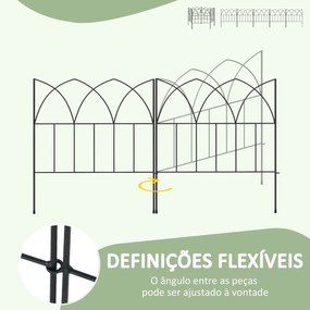 Cercas de Jardim 205x45,5 cm Conjunto de 5 Cercas Decorativas para Jar