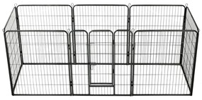 vidaXL Parque para cães 8 painéis aço 80x100 cm preto