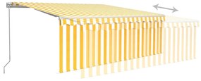 Toldo retrátil manual com estore/LED 4x3 m amarelo e branco
