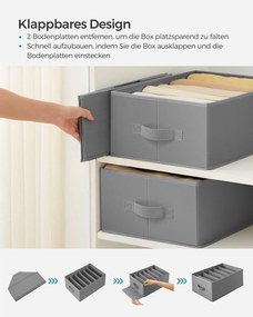 Conjunto de 4 caixas arrumação guarda roupa com 6 compartimentos Cinzento