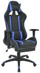 Cadeira escritório reclinável estilo corrida c/ apoio pés azul