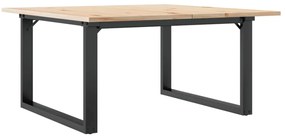 Mesa de centro estrutura em O 80x80x45 cm pinho e aço