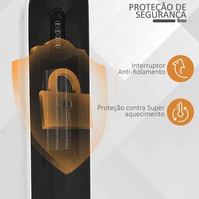 Aquecedor Cerâmico de Torre com Controlo Remoto - Branco e Preto - 21x