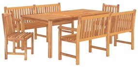 5 pcs conjunto de jantar p/ jardim madeira de teca maciça