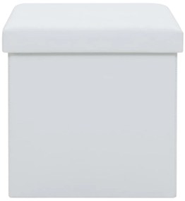 Bancos de arrumação dobráveis 2 pcs couro artificial branco