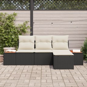 Conjunto de Sofá de Jardim vidaXL com Almofadas Vime Preto, Sofá de Ja