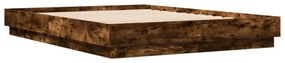 Estrutura de cama com luzes LED 140x200 cm carvalho fumado