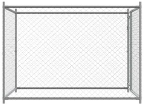 Jaula para cão com porta 2x2x1,5 m aço galvanizado cinzento