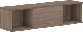 Armário de Parede Móvel para TV Suspenso com 2 Compartimentos Abertos e Porta Rebatível 120x30x29,5 cm castanho Escuro