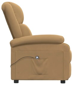 Poltrona de massagens reclinável veludo castanho