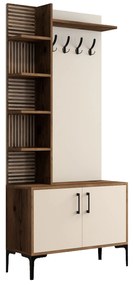 Hall Stand Viyana D – Walnut Cream – 90 cm x 200 cm x 35 cm