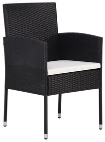 5 pcs Conjunto de jantar para jardim preto