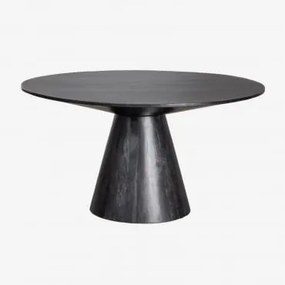 Mesa De Jantar Redonda Em Madeira De Mangueira Weymar Preto Claro & Ø140 Cm - Sklum