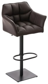 Banco de bar Damaso em couro sintético e estrutura preta 64 x 88-113 x 45 cm Castanho