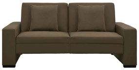 Sofá-cama couro artificial castanho