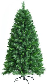 Árvore de Natal Artificial de 150 cm Árvore de Natal Artificial com dobradiças 456 Ramos Base metálica dobrável 100% PVC Verde