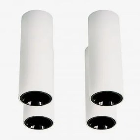 Pack De 4 Apliques De Teto Led De Superfície Redondos Ø5,7 Cm Em Alumínio Luisiana Branco - Preto & Branco Frio 4000k & 6 W & 23º - Sklum