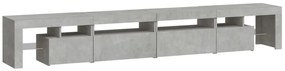 Móvel de TV com luzes LED 260x36,5x40 cm cinzento cimento