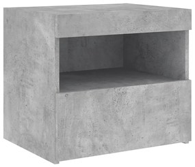 Mesas cabeceira c/ luzes LED 2 pcs 50x40x45 cm cinza-cimento